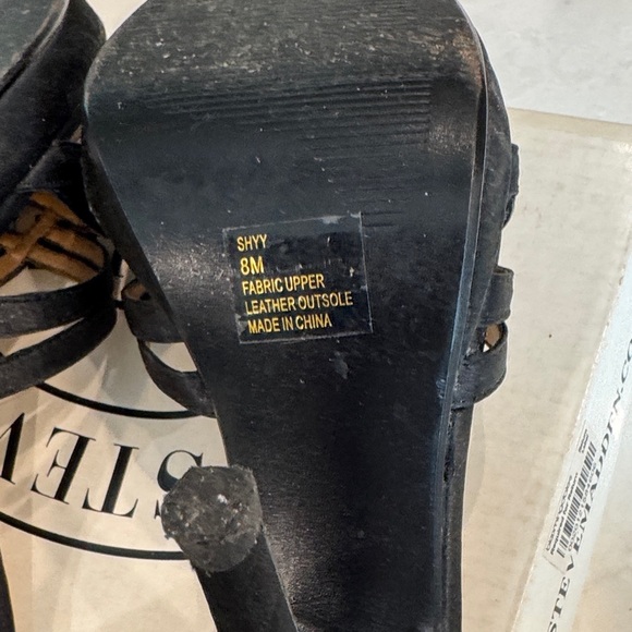 Steve Madden Black Satin Strappy Heels - Picture 4 of 6